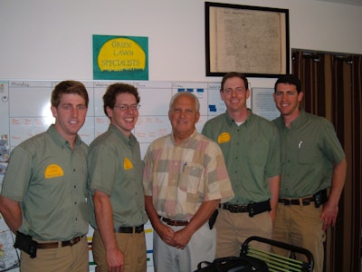 The Germann brothers in 2015 with business consultant Ed Laflamme. From left: Scott and Chris Germann, Ed Laflamme, Philip and Kyle Germann.