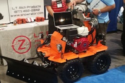 L.T. Rich Products' new Snowrator zero-turning snowplow machine with rear deicing tank.