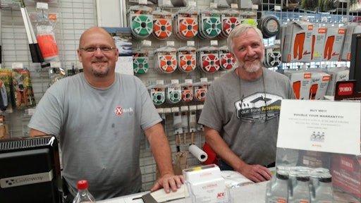 Barry Duke (right) with sales manager Stan Flowers