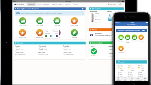 Hydrawise controller software on an iPad and iPhone