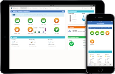 Hydrawise controller software on an iPad and iPhone
