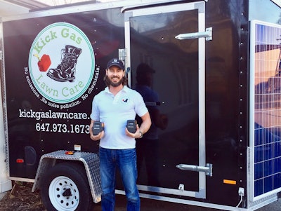 Demian Trudeau, owner of Kick Gas Lawn Care