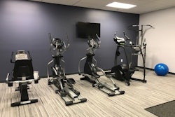 The renovated facility not only includes a workout room, but also showers and lockers for employees' use.
