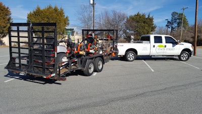 Buyers Products’ landscape trailer racks save time as employees know where to look for specific equipment on each trailer.