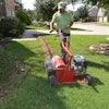 Operators walk behind the Kwik-Trench while pushing forward. This is safer and easier than larger trenchers that operate by pulling the unit backward.