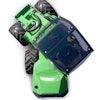 An articulated compact loader consists of two separate front and rear halves joined in the middle.