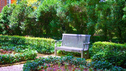 park bench in flower garden 5ae9e283b3771