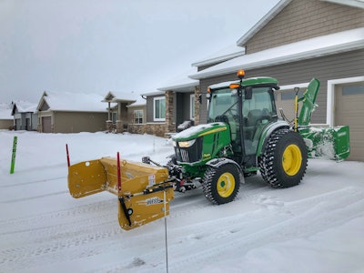 When used on tractors, certain snow attachments can be paired for added versatility.