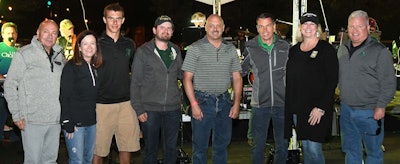 Pictured from left to right are: Dan Carrothers, FMC, Project EverGreen board president; Cindy Code, Project EverGreen executive director; Elliot Anderson, Elliot’s Lawn Service; William Krammer, Krammer’s Lawn Care & Snow Removal; Brad Dahl, BTSA LLC; Nathan Newlands, Spring Touch Lawn & Pest Control; Ki Matsko, GreenCare for Troops program manager; and Sean Casey, Nufarm, Project EverGreen board member.