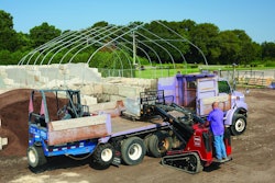 Toro’s TXL 2000 features a unique telescoping arm. When fully telescoped and raised, it can reach 123 inches high—plenty of clearance to dump materials over a standard dump truck.