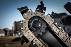 Ditch Witch Trencher Chain Working Blue Sky Background 5ca377af5a923