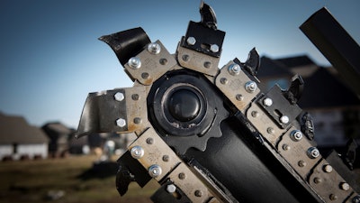 Ditch Witch Trencher Chain Working Blue Sky Background 5ca377af5a923