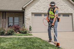 This edger is one of several STIHL battery products that has an external connection allowing operators to shift the battery weight from the unit to their back or hip.