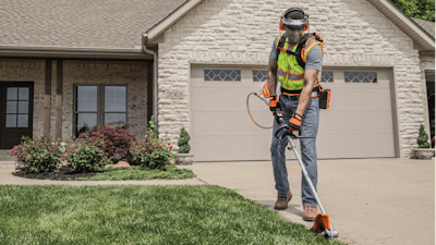 This edger is one of several STIHL battery products that has an external connection allowing operators to shift the battery weight from the unit to their back or hip.