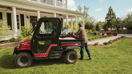 Kioti’s Mechron UTV provides more than 55 inches of cargo bed space and 1,100 pounds of bed capacity, making it an ideal match for hauling a variety of landscaping materials and tools on smaller to mid-size projects.