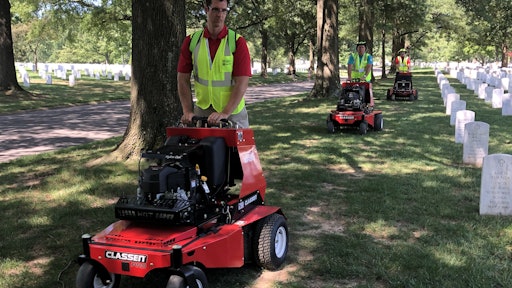 Classen SA30 stand-on aerators on-duty at Arlington National Cemetery.