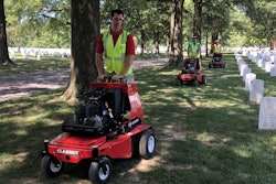Classen SA30 stand-on aerators on-duty at Arlington National Cemetery.