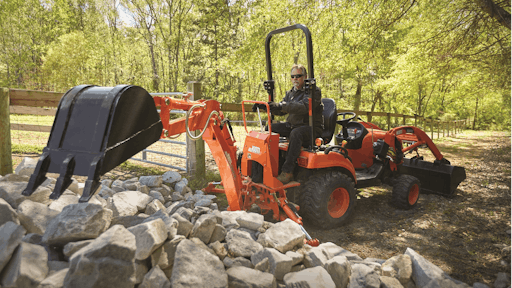Compact tractors can help landscape contractors generate revenue all year round, be it mowing and maintenance, site prep, hardscaping, aerating, spraying or snowplowing, among other common tasks. Pictured is Kioti’s CS2510.