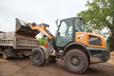 Case upgraded its F Series compact wheel loader lineup with adjustable electro-hydraulic controls. This added functionality allows operators to adjust the responsiveness of the lift and tilt bucket functions for improved control and efficiency on the jobsite.