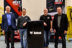From left to right: Mike Ballweber, president Doosan Bobcat North America; Scott Park, CEO Doosan Bobcat; Mike Kiefer, site operations manager, Litchfield; Jim Flynn, vice president of operations, Doosan Bobcat North America.