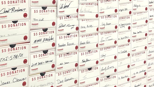 The GIE+EXPO Kawasaki booth attendee donation board.