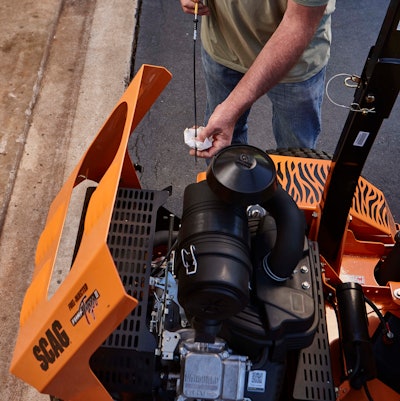 “Changing the oil is a low-cost option to help extend the life of the engine. Use a premium oil that is recommenced for the engine,' says Michael Miller, vice president of Global Support North America, Briggs & Stratton.
