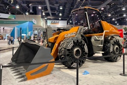 Project TETRA is a futuristic-looking methane-powered concept wheel loade that made its debut in North America at CONEXPO.