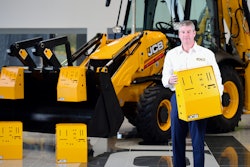 JCB Chief Innovation and Growth Officer Tim Burnhope pictured with the ventilator housing prototypes.