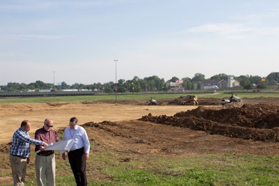 During a recent site visit, GIE+EXPO show director Warren Sellers reviewed progress on the improvement project that will enhance the Outdoor Demonstration Area with Kevin Moore, General Manager of the Kentucky Exposition Center, and Kevin McCoy, Executive Director of Facility Planning and Management.