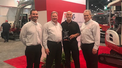 (L-R): Robert Vistad, Takeuchi west region regional business manager, Hampton Wideman, Randy Cram, Henry Lawson, Takeuchi director of sales