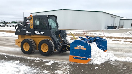 Box pushers work efficiently, both moving snow and containing it while it’s pushed to a designated location for collection.