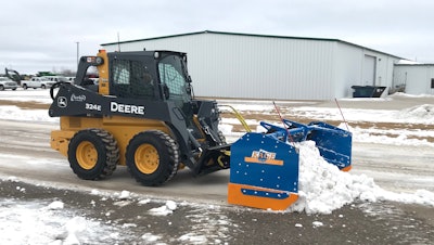 Box pushers work efficiently, both moving snow and containing it while it’s pushed to a designated location for collection.