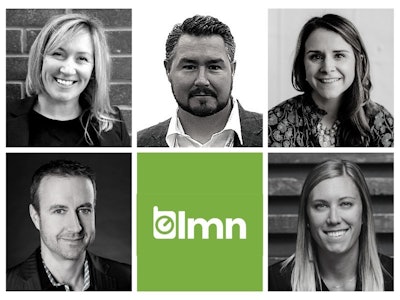 LMN announces new additions to its leadership team. This expansion of LMN's C-suite and executive team results from the technology company's exponential growth and future market expansions. (top left to right) Abbey Gilhula, Chief of Staff, Sarah Collins, Chief Marketing Officer, Mark Bradley, CEO & Co-founder, (bottom left to right) David Chalmers, Chief Revenue Officer, and Megan Macaulay, Vice President of Customer Experience.