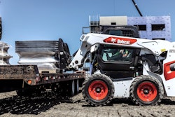 A staple for any skid steer, pallet forks make material handling across tricky jobsite terrain easy, with many skid steers having lifting capacity near 2,000 lbs. or more.