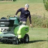 Turfco's hands-free speed control permits operators to use one hand for steering and the other to control the wand while driving if necessary.