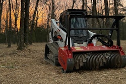 Peterson used a Bobcat T770 compact track loader with a Fecon Bull Hog attachment to tackle the land clearing test.