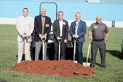 From left to right Iredell County Commissioner Mallory, Statesville Mayor Kutteh, NC Labor Commissioner Dobson, Doosan Bobcat North America President Ballweber, Doosan Portable Power Global VP Mathern.