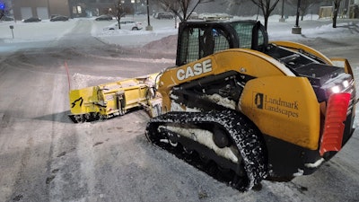 One of Landmark Landscape’s dedicated snow removal machines is a CASE TV370B compact track loader.