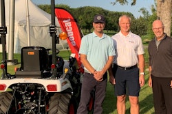 From left Village Development Director David Newman; Doosan Bobcat President Mike Ballweber and Open Tournament Director Mark Johnson.