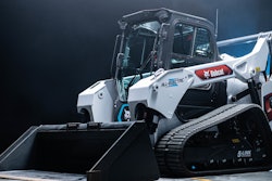 The all-electric Bobcat T7X compact track loader shown at the Consumer Electronics Show fully eliminates all hydraulics and components.