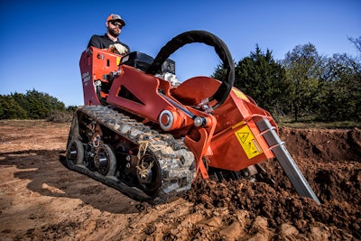Walk-behind trenchers work well to help contractors dig irrigation trenches.