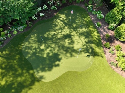 Burnett says his favorite part of the project was seeing the customer's face light up in the end reveal and watching him chip shots on the new turf.