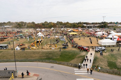 The outdoor demo yard at Equip Expo offers attendees the chance to try out various pieces of equipment