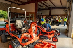 Kubota's F3710 (foreground) and ZD1611 (background) mowers.