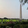 Green industry professionals prepare to tackle projects near the base of the Washington Monument for NALP's Renewal & Remembrance event.