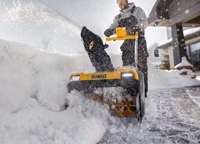 The 21-inch 60V Max Single-Stage Snow Blower can clear up to 16 parking spaces on a single charge.