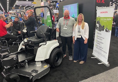 Jason Van Buren, manager and principal engineer at Honda, and Sarah Webb, editor of Green Industry Pros, discussed autonomous machine's at Equip Expo.