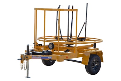 With a payload capacity up to 1,500 lbs. (hand pump model) or up to 3,000 lbs. (electric pump model), this trailer serves as a solution for coil pipe handling.