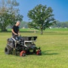 The split-reel design enables the Z-Aerate 50 to maneuver around trees, flower beds and other landscape features with the tines in the ground.