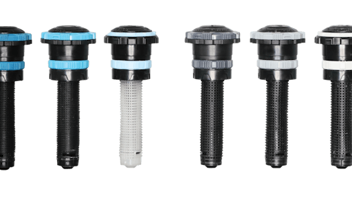 K-Rain's new line of rotary nozzles feature 90-degree to 210-degree and 210-degree to 270-degree arc ranges.